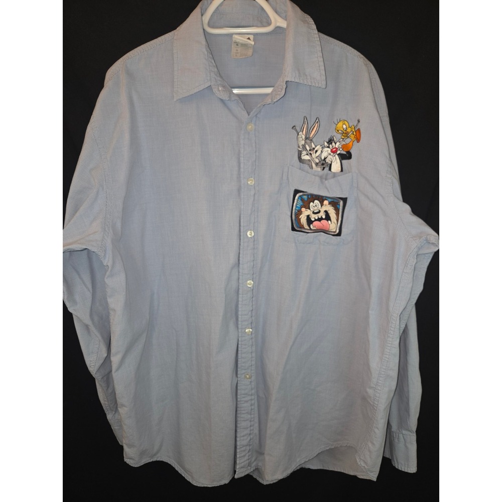 Warner‎ Bros Studio Store Looney Tunes Embroidered Button Up Shirt Men's Size L